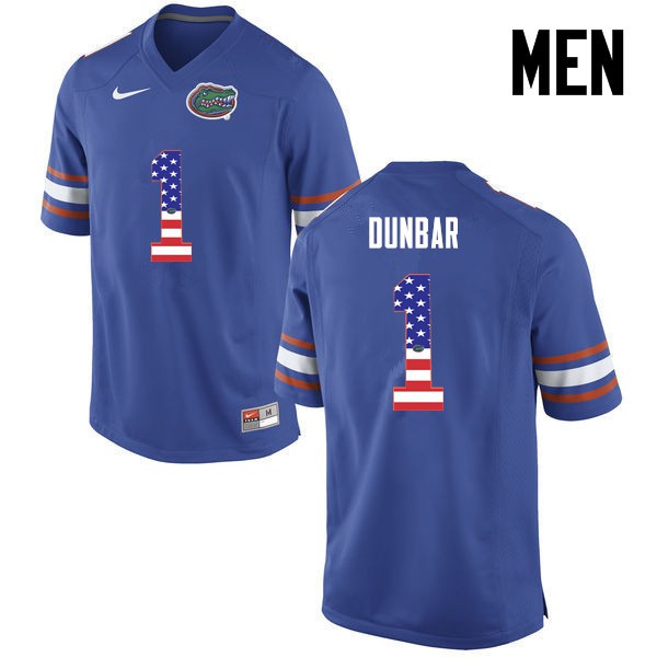 Florida Gators Men #1 Quinton Dunbar College Football Jersey USA Flag Fashion Blue